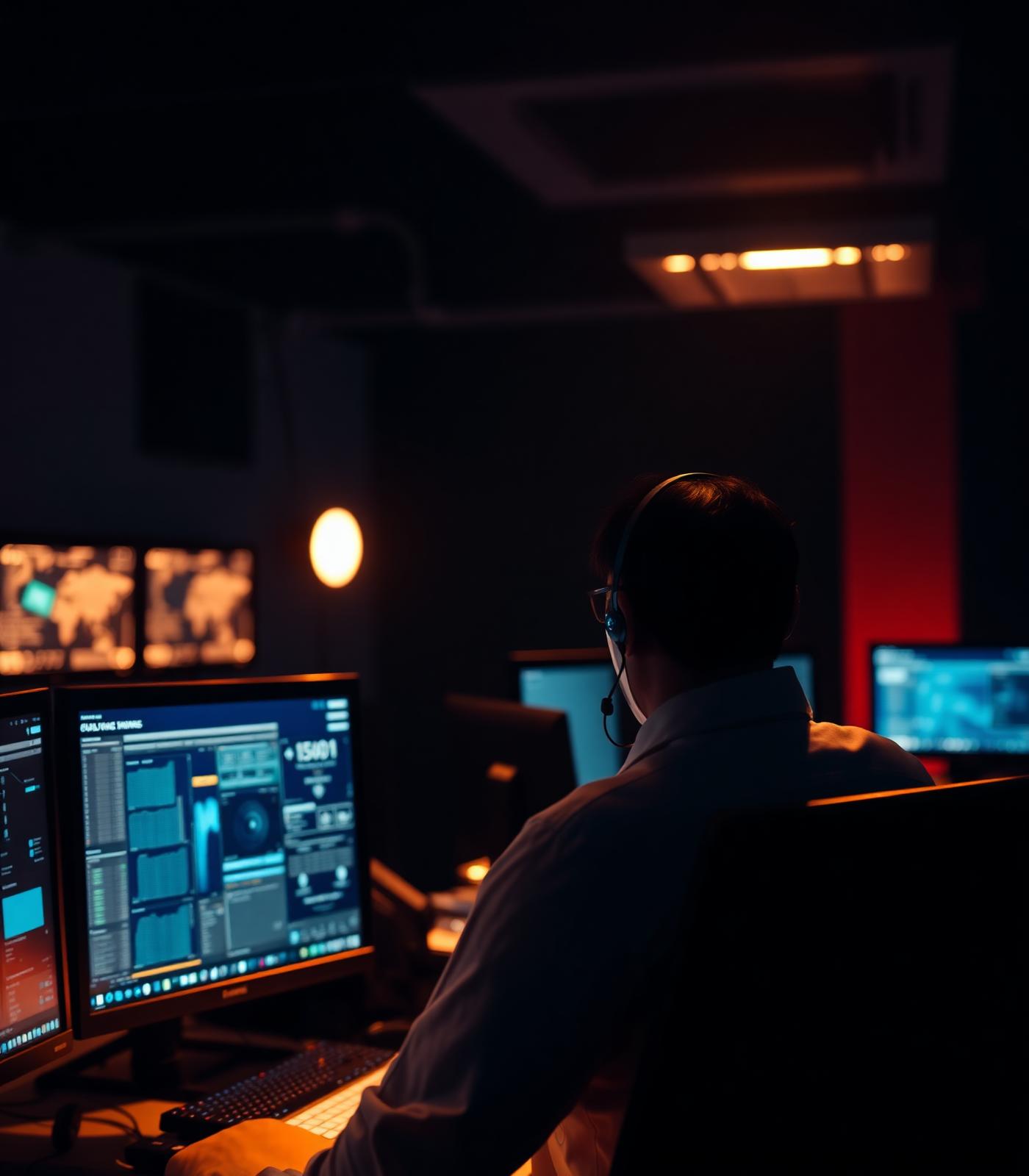 Support operator at a monitoring desk