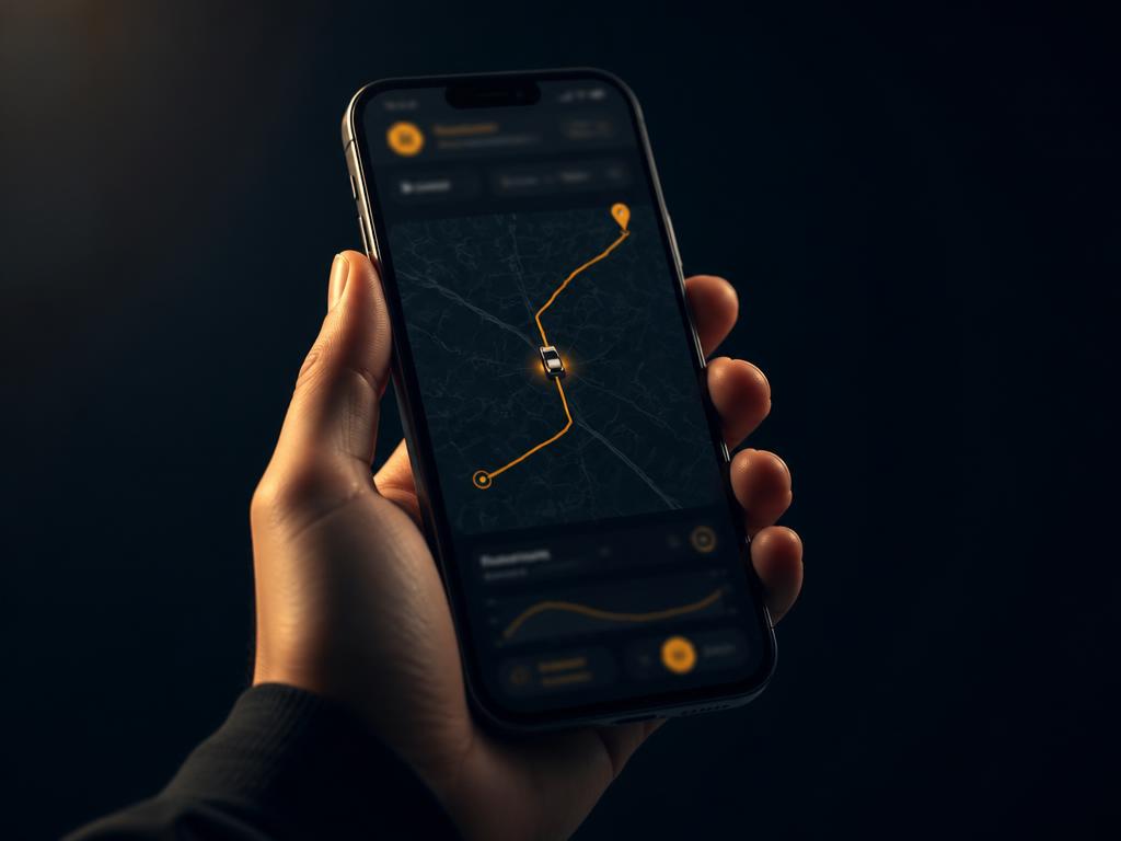 Mobile tracking application shown on a handset