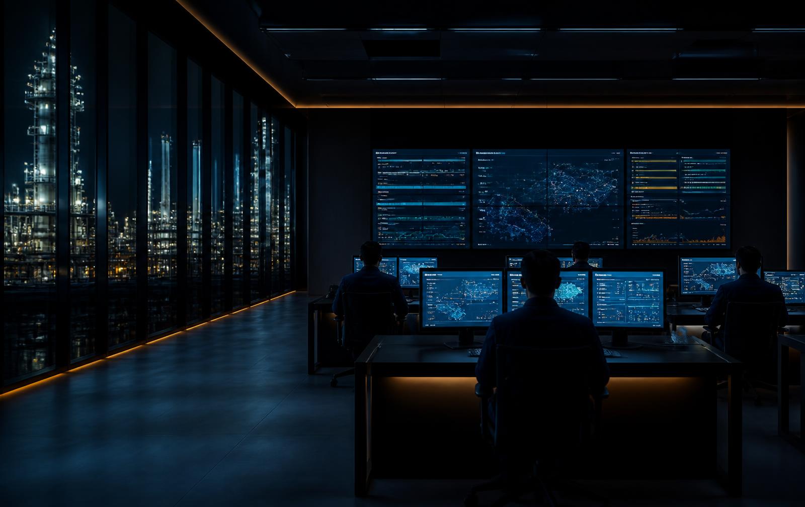 Engineers monitoring live systems from a technical support operations floor